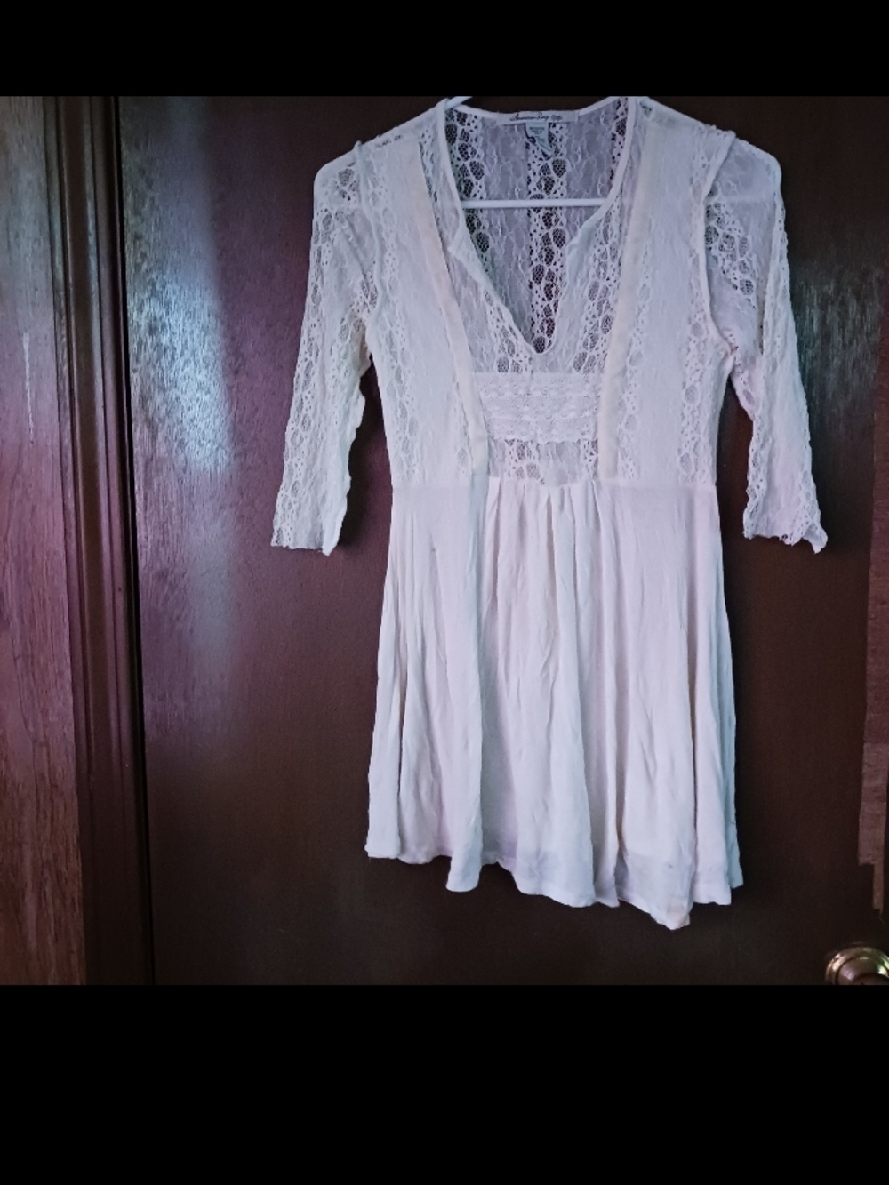 American Rag White Lace V-Neck Top